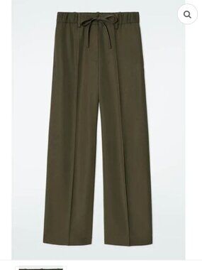 COS Green Drawstring Straight-Leg Pants